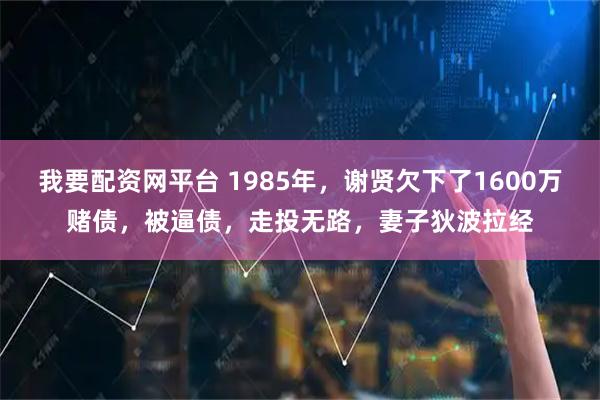 我要配资网平台 1985年，谢贤欠下了1600万赌债，被逼债，走投无路，妻子狄波拉经